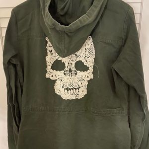 Skull army green utility jacket hot topic
